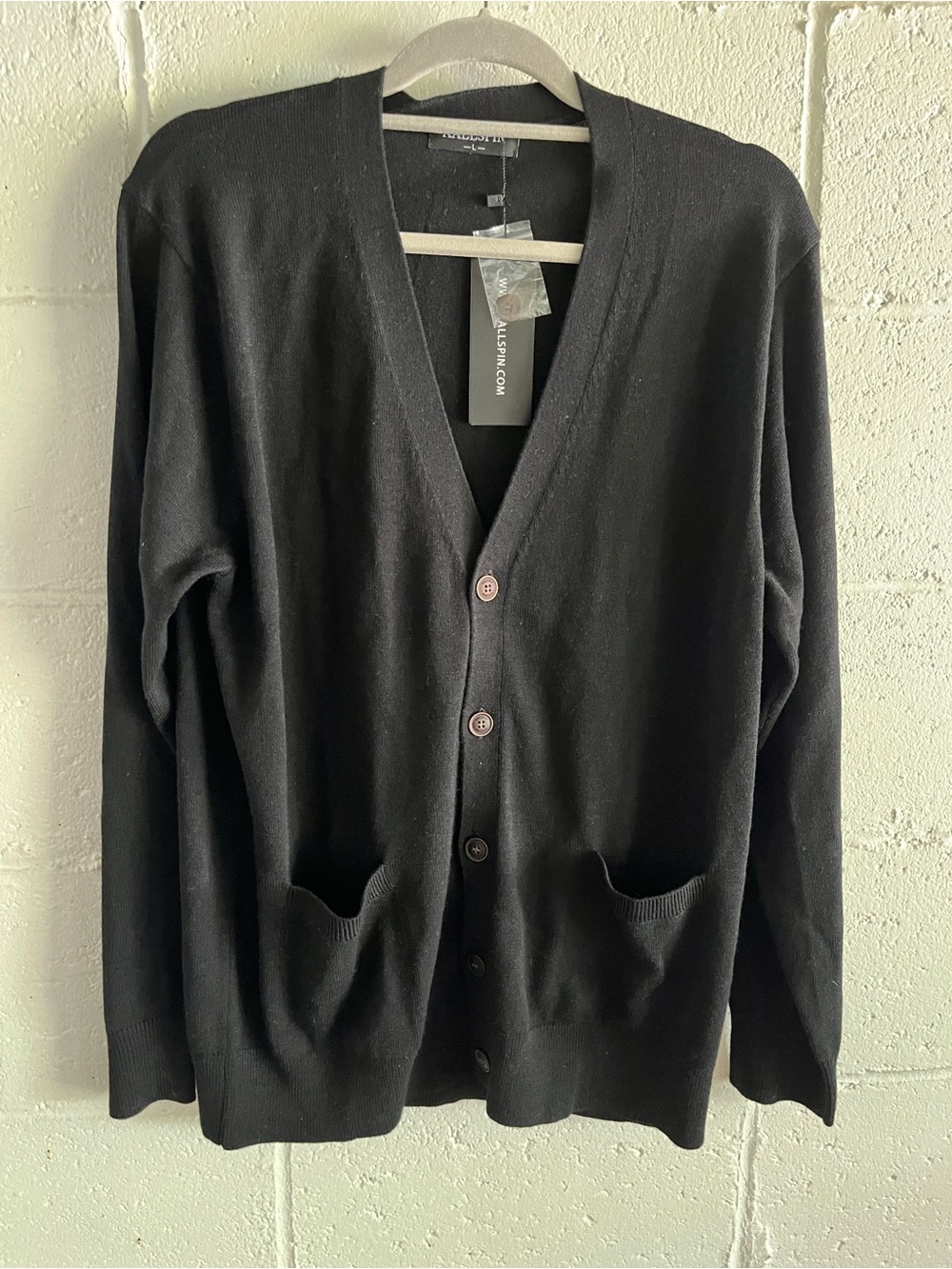 Kallspin V-Neck Button Cardigan Sweater- Large